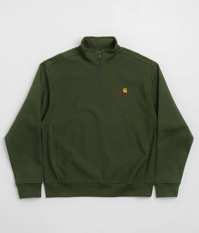 Carhartt Half Zip American Script Sweatshirt - Tarragon