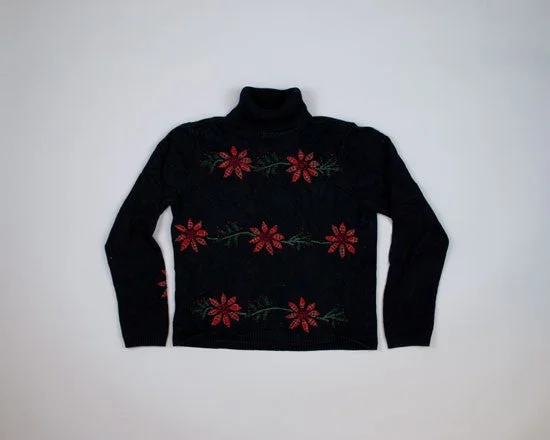 Plaid Poinsettias-Small Christmas Sweater