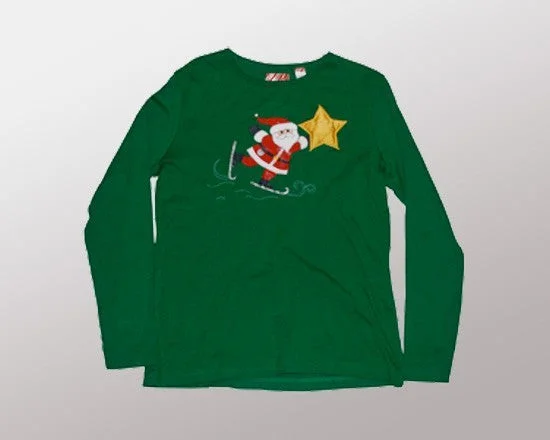 Santa Star (Long Sleeve T-Shirt)-Small Christmas Sweater