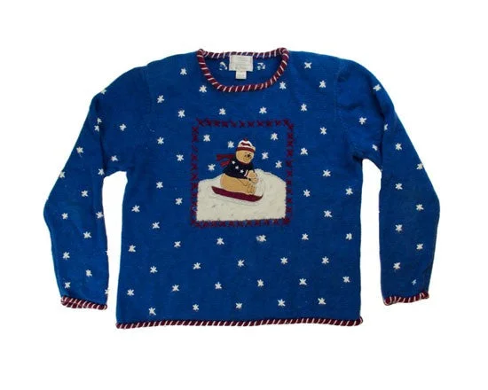 Sledding Bear-Small Christmas Sweater