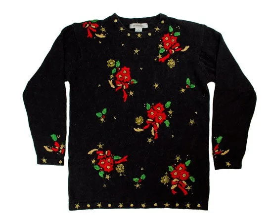 Stitched Flowers-Small Christmas Sweater