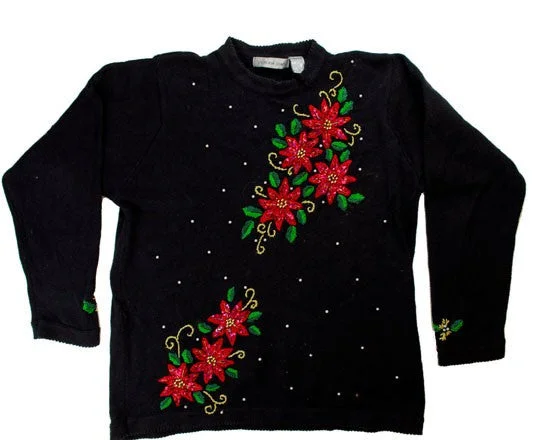 Stitched Flowers-Medium Christmas Sweater