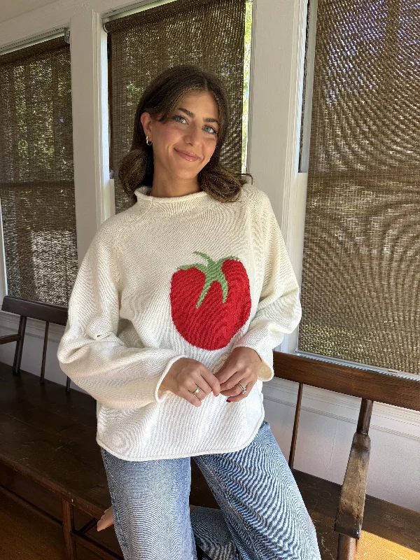 Things Between James Tomato Knit Pullover Sweater (Cream)