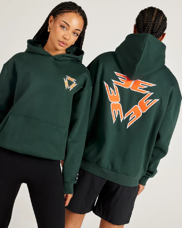 Tri Logo Hoodie - Green / Orange