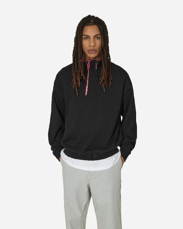 Stand Collar Half Zip Sweatshirt Black