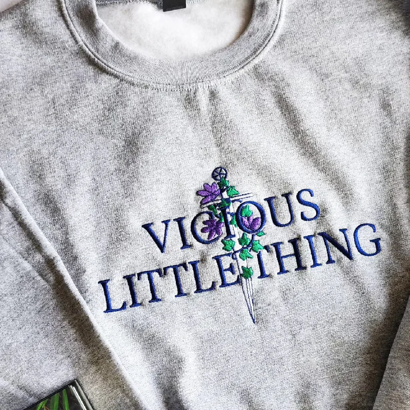 Vicious Little Thing Paedyn Gray Embroidered Sweatshirt