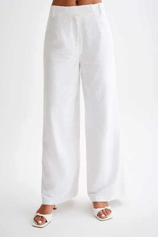 Franca Linen Wide Leg Pant - White