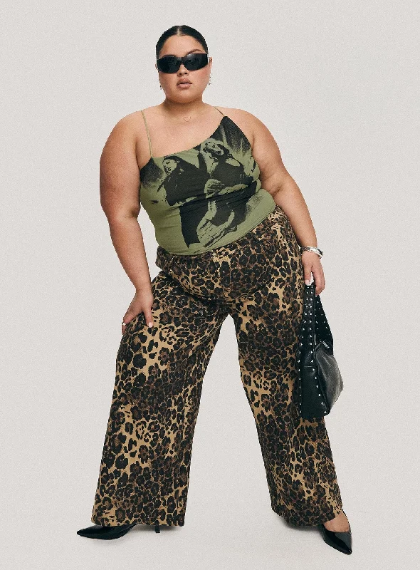 Pantar Low Rise Pants Leopard Curve