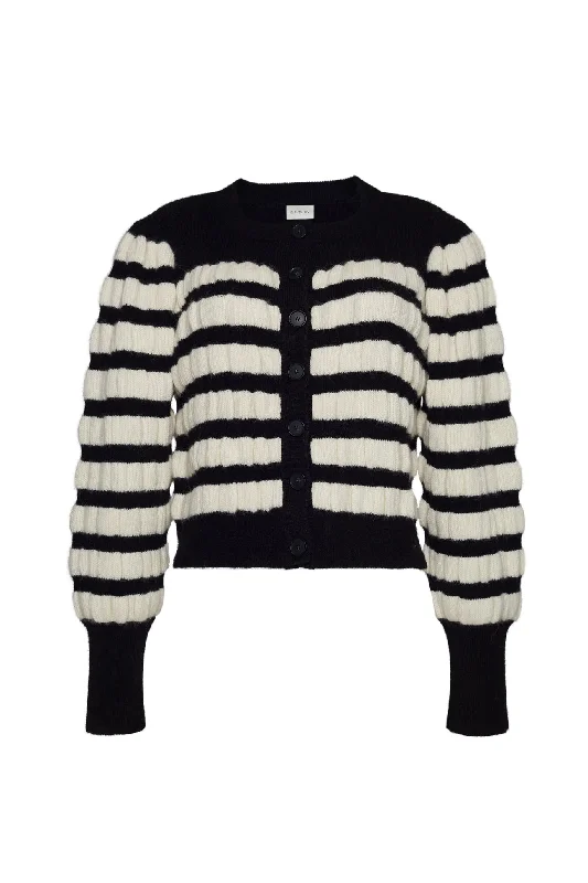 Anna Striped Cardigan in Ivory and Black