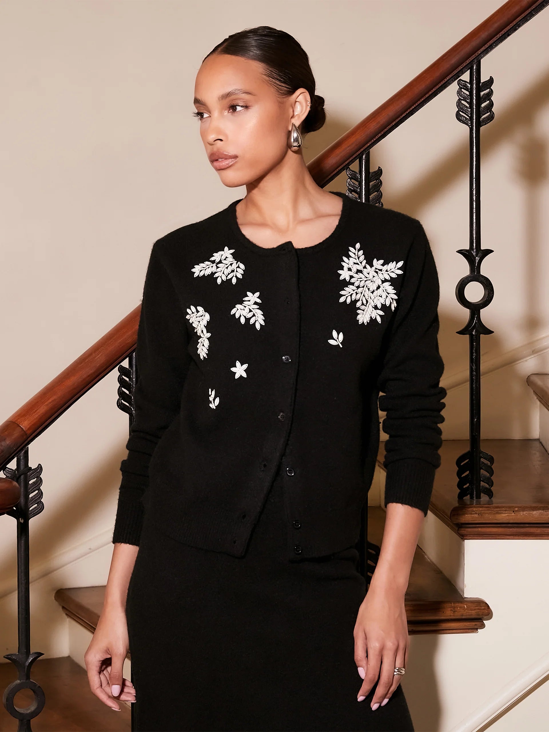 Bree Embellished Cardigan Black