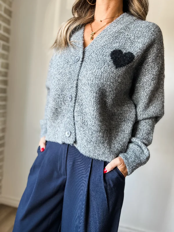 Grey Cardigan With Heart