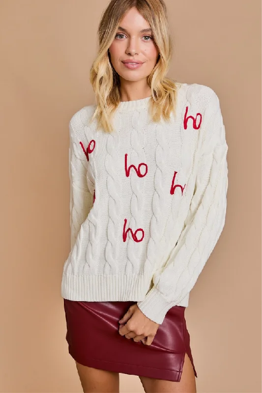 Ho Ho Ho Cable Knit Sweater