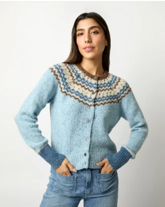 Marge Fair Isle Cardigan Blue/Brown/Ivory