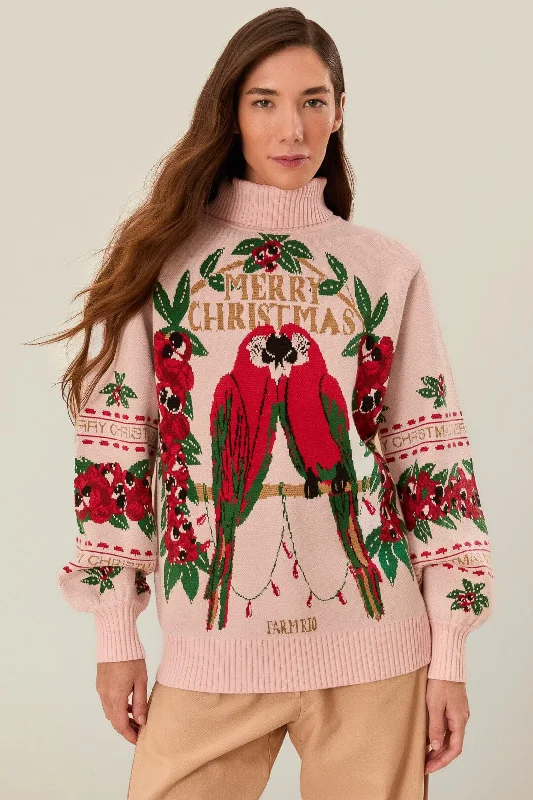 Merry Christmas Knit Sweater Pink