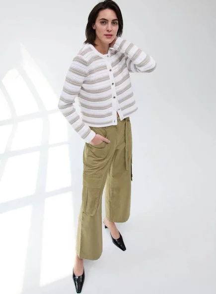 Texture Stripe Jacket Bleach White/Sand Dollar