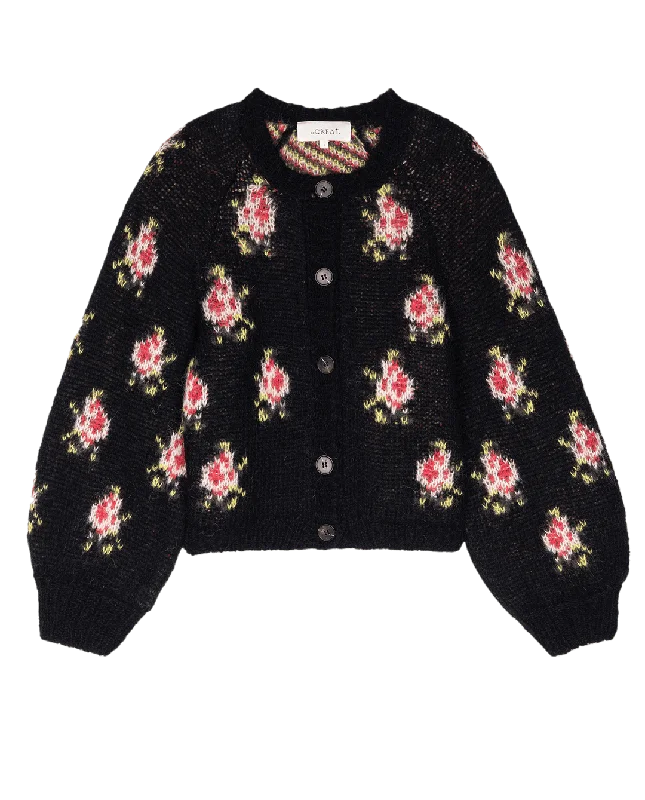 The Carousel Cardigan in Black Heirloom Rose