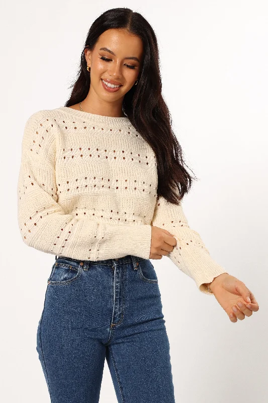 Watton Stripe Knit Sweater - Cream