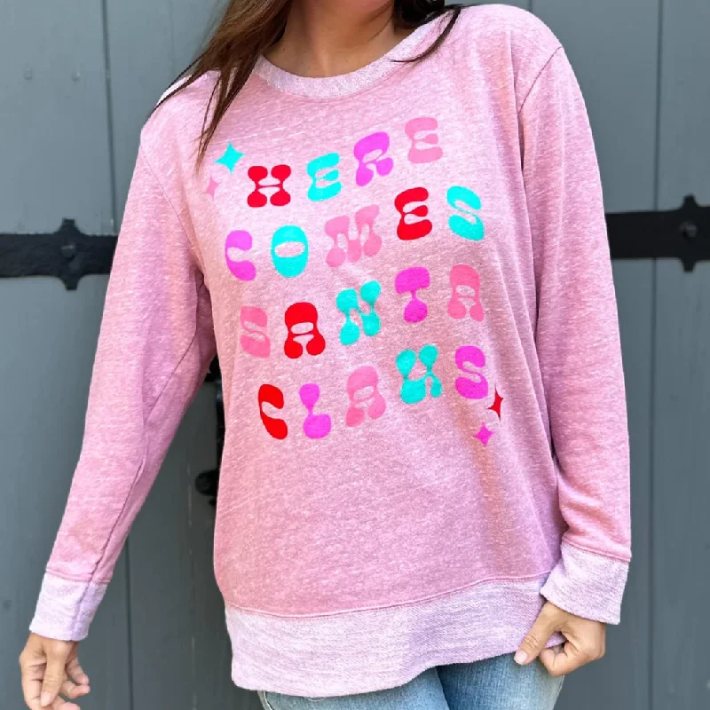 "Here Comes Santa" Elbow Patch Pullover