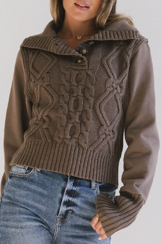 Irene Cable Knit Sweater in Olive