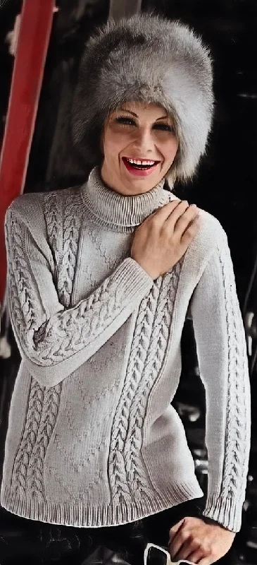 Ladies' Cabled Turtleneck Pullover Pattern