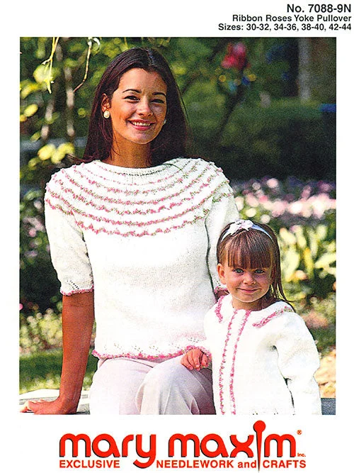 Ribbon Roses Yoke Pullover Pattern