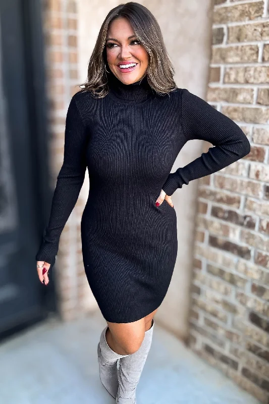 Oh So Bold Black Sweater Dress