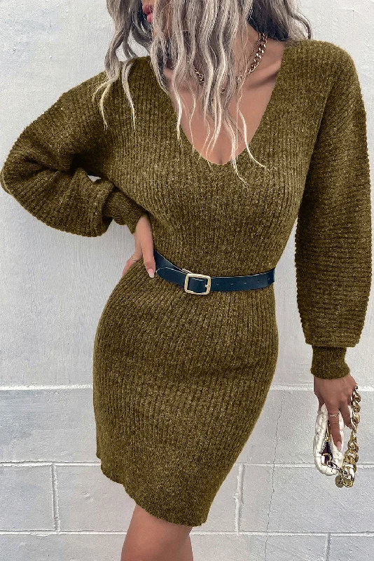 Ribbed Long Sleeve Sweater Dress