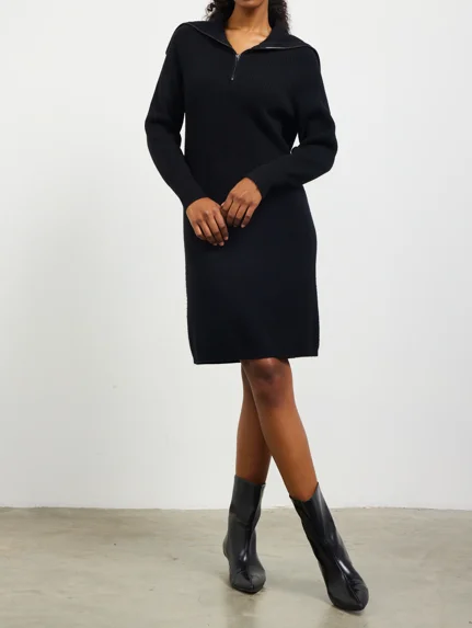 Zip Up Mock Sweater Dress