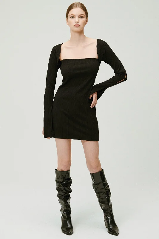 Ayn Square Neck Ribbed Dress