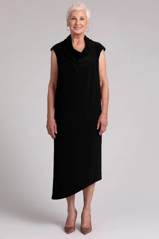 Draped Cowl Dress | Black