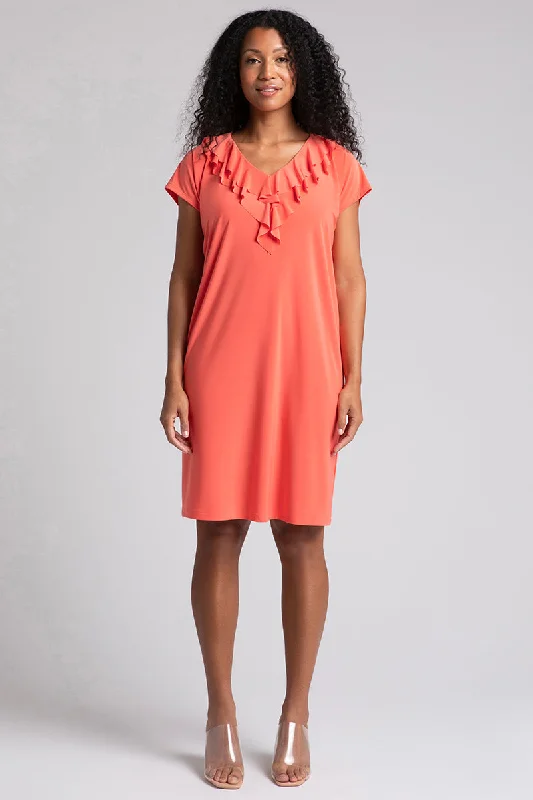 Flutter Dress Drop Shoulder | Coral