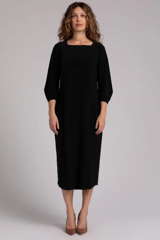 Lantern Column Dress | Black