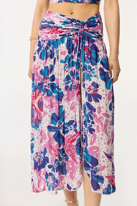 Long Skirt Carla - Blue Artistic Flower