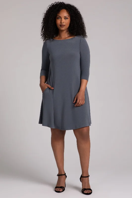 Nu Trapeze Dress | Melange Gunmetal