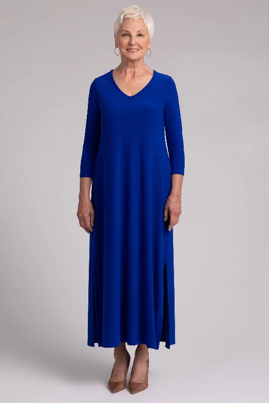 V-Neck Slit Dress | Lapis