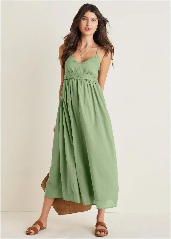 Spaghetti Strap Maxi Dress - Basil